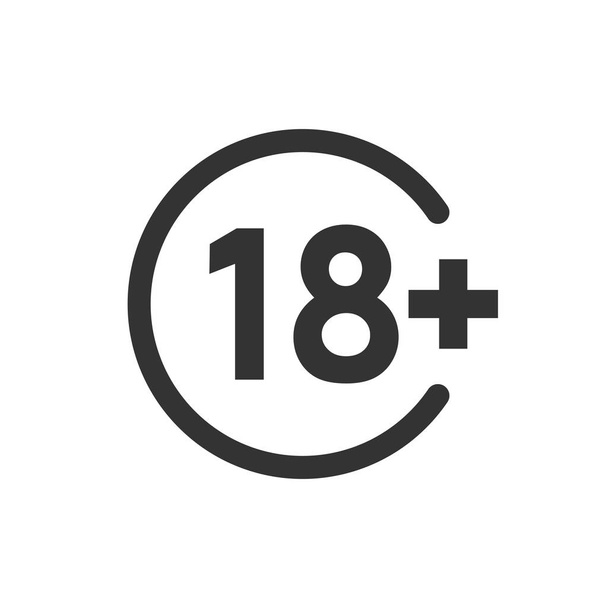 Diciotto più icona in stile piatto. 18 + illustrazione vettoriale su whi
 - Vettoriali, immagini