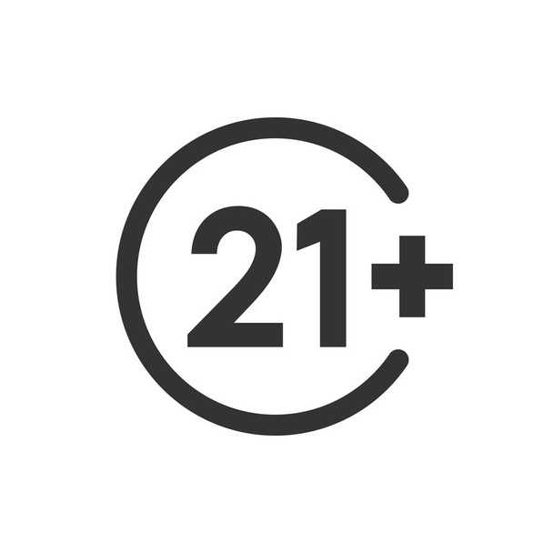 Dvacet jedna plus ikona v plochém stylu. 21 + vektorová ilustrace na w - Vektor, obrázek