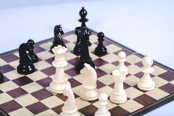 chess figure on board game concept for competition and strategy. - 写真・画像