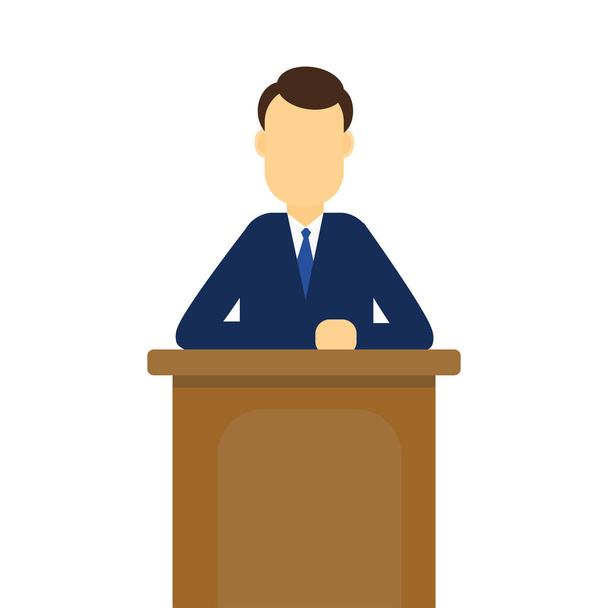 Businessman talking on Podium. Flat Vector Illustration - Vector, Image