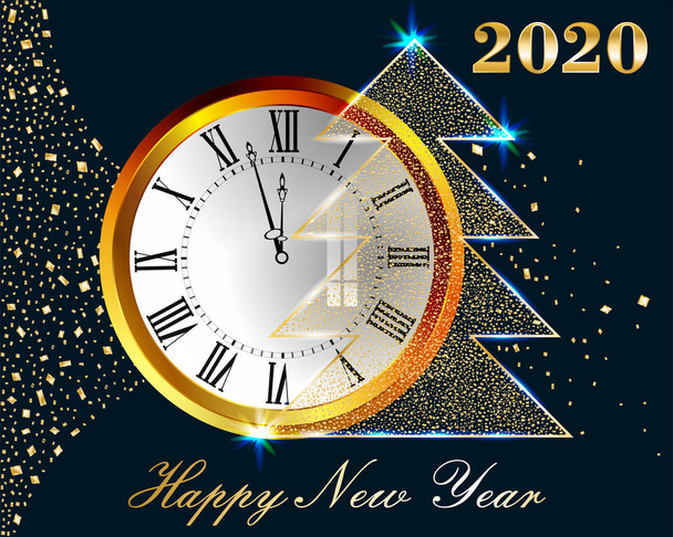 Tarjeta postal Greating Año Nuevo 2020
 - Vector, imagen