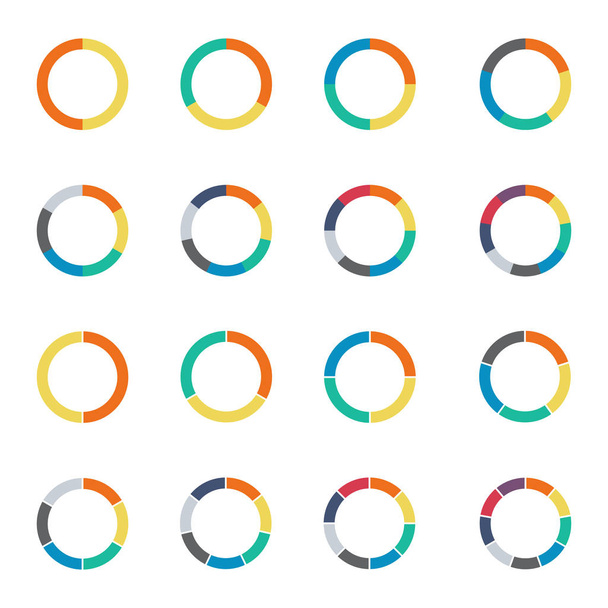 Ρύθμιση γραφήματος πίτας. Συλλογή κύκλου - τμήμα 2,3,4,5,6,7 και 8. Διάνυσμα απομονωμένο σε λευκό φόντο - Διάνυσμα, εικόνα