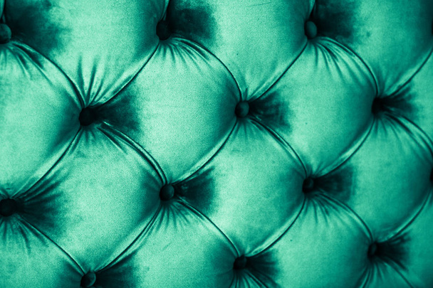 Emerald luxury velour quilted sofa upholstery with buttons, eleg - Fotografie, Obrázek
