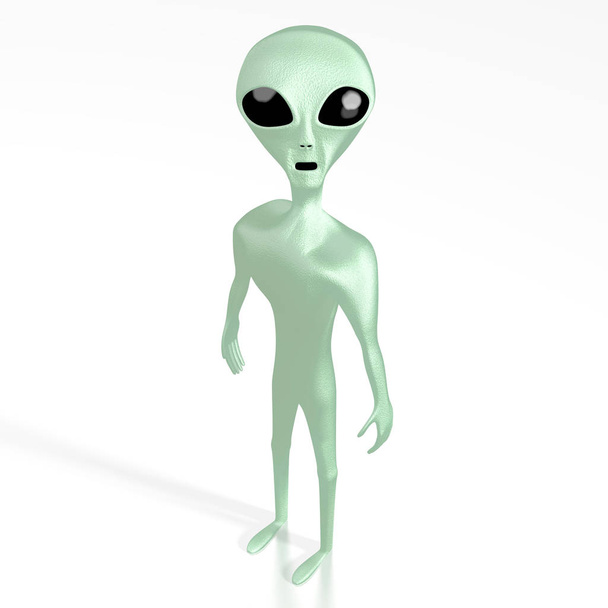 Green alien, extraterrestrial - 3D rendering - Fotoğraf, Görsel