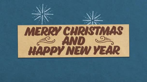 Buon Natale e felice anno nuovo biglietto di auguri su carta blu sfondo strutturato. Ideale per il vostro Natale e Capodanno Progetto correlato. Animazione 4K di alta qualità senza soluzione di continuità
 - Filmati, video