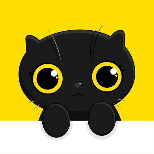 иллюстрация кошки на желтом фоне лапы
 - Вектор,изображение