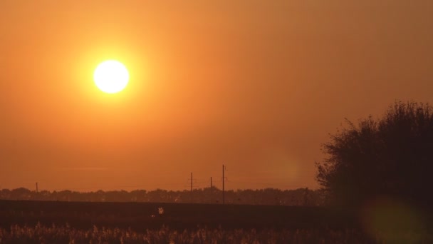 Zeitraffer Abend Sonnenuntergang. die schnelle Bewegung der Sonne am Horizont - Filmmaterial, Video