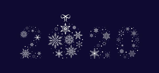 2020 сніжинки з різдвяним м'ячем. Новий рік. Векторні ілюстрації. Плоский дизайн
 - Вектор, зображення