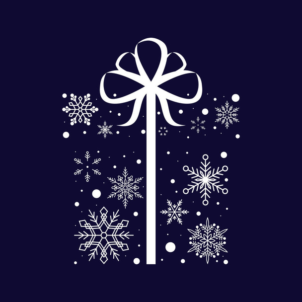 Сніжинка подарункова коробка. Різдво і Новий рік. Векторні ілюстрації. Плоский дизайн
 - Вектор, зображення