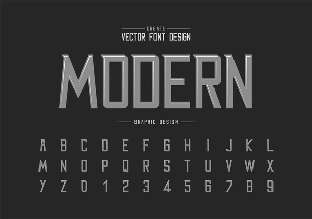 Resalta la fuente y el vector del alfabeto, Diseño moderno del número de letra y letra, Texto gráfico sobre fondo
 - Vector, imagen