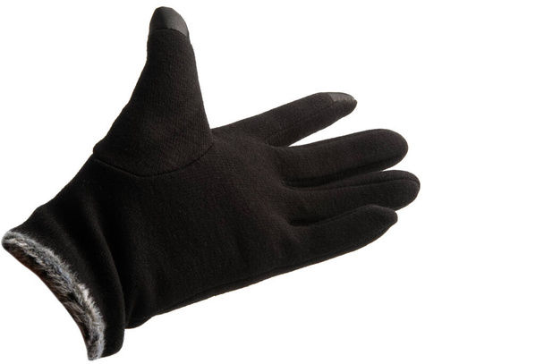 Black Winter Handschoenen geïsoleerd  - Foto, afbeelding