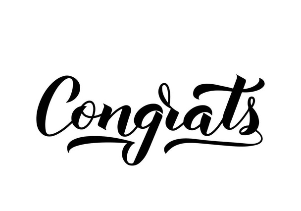 Congrats calligraphy hand lettering isolated on white. Congratulation typography poster. Easy to edit vector template for greeting card, banner, flyer, sticker, invitation, etc. - Vektor, kép