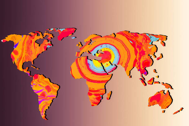 Karkeasti hahmoteltu maailman kartta globaaleiksi liiketoimintakonsepteiksi - Valokuva, kuva