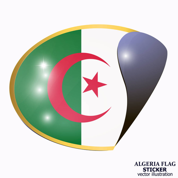 Jasna naklejka z flagą Algierii. Dzień Niepodległości Algieria tło. - Wektor, obraz