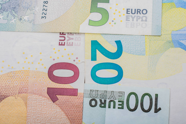 Closeup eurobankbiljetten, eurovaluta, contant geld, Bill Concept - Foto, afbeelding