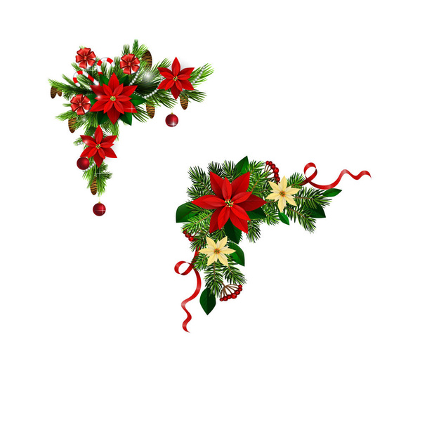 Decoraciones navideñas con colección de abetos aislados
 - Vector, imagen