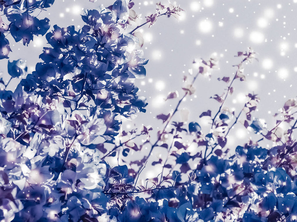 Christmas, New Years purple floral nature background, holiday ca - Photo, Image