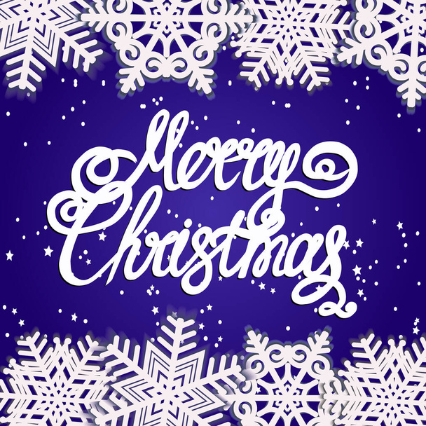 Καλά Χριστούγεννα. Φωτεινή απεικόνιση με γράμματα και νιφάδες χιονιού. - Φωτογραφία, εικόνα
