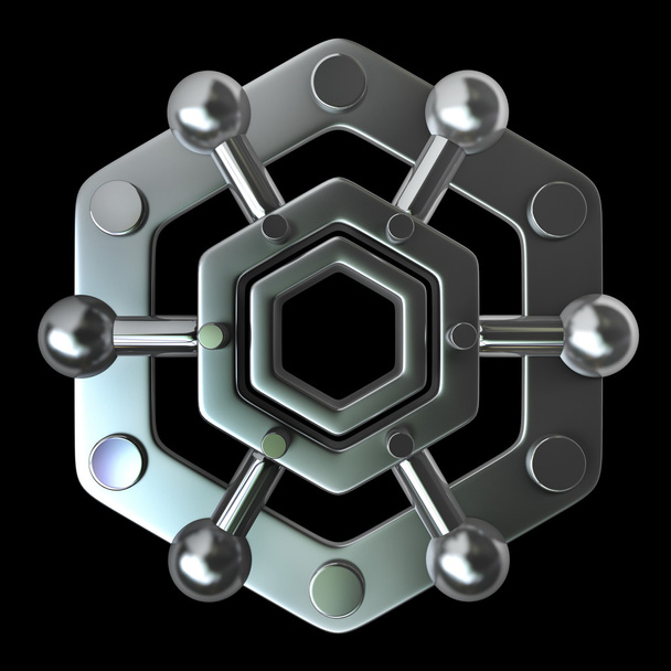 Silver glossy molecules structure - Φωτογραφία, εικόνα