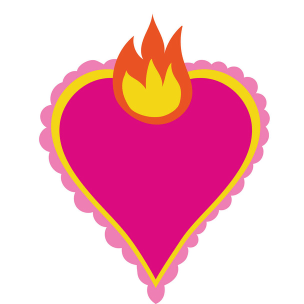Мексиканский праздник сердце с пламенем
 - Вектор,изображение