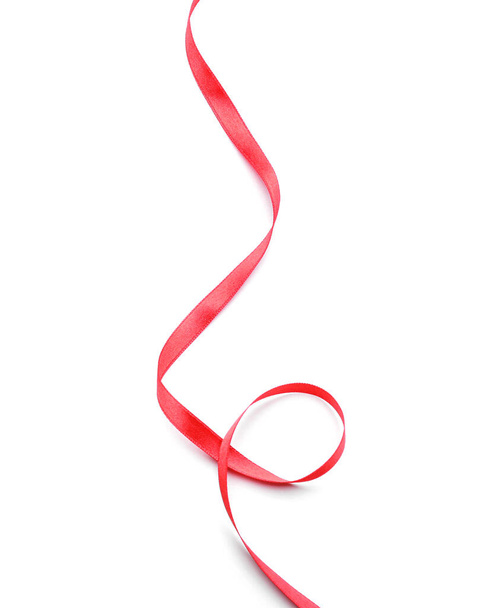 Beautiful red ribbon on white background - Foto, afbeelding