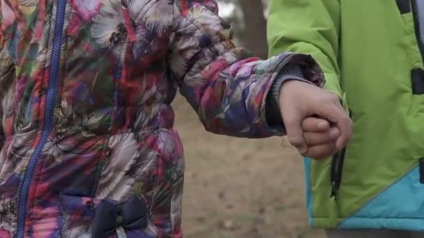 Kinderen lopen buiten hand in hand - Video
