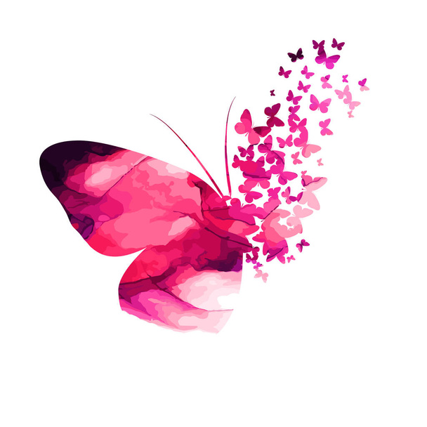 Papillon rose peint. Mosaïque abstraite de papillons. Illustration vectorielle
 - Vecteur, image