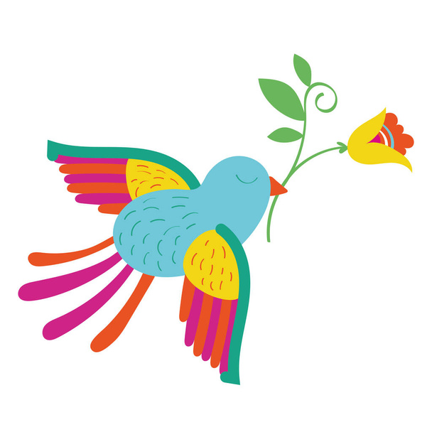 söpö lintu lentää kukka meksikolainen koristelu
 - Vektori, kuva