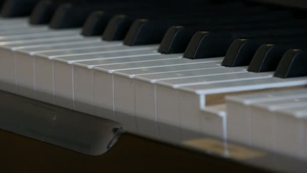 İlginç mistik kendi kendine çalan piyano. Kendi kendine çalan siyah beyaz piyano tuşları. - Video, Çekim