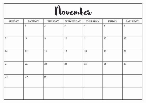 Anno 2020 Novembre pianificatore, calendario mensile pianificatore per novembre
 - Vettoriali, immagini