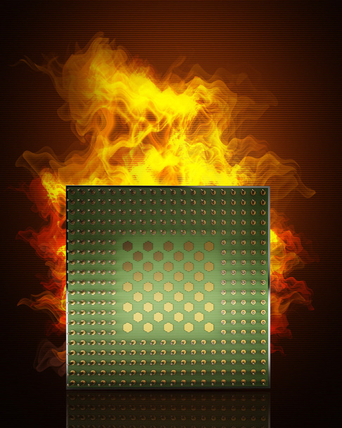 Processor unit CPU concept in Fire - Foto, Imagen