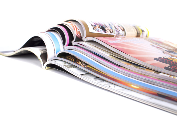 pilha de revistas sobre fundo branco - Foto, Imagem