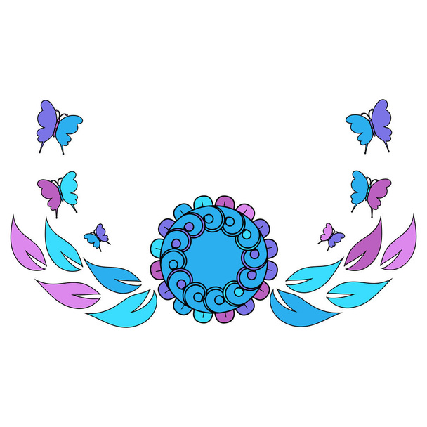 Colorful pattern of flowers in pink, purple and blue colors, vector illustration - Вектор, зображення