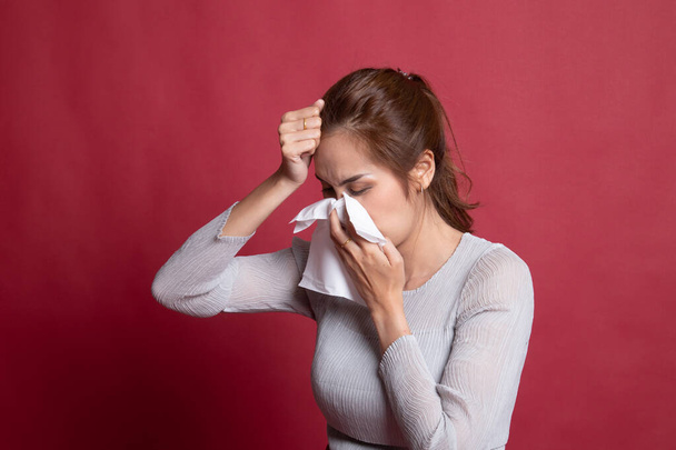 Young Asian woman got sick and flu. - Fotó, kép