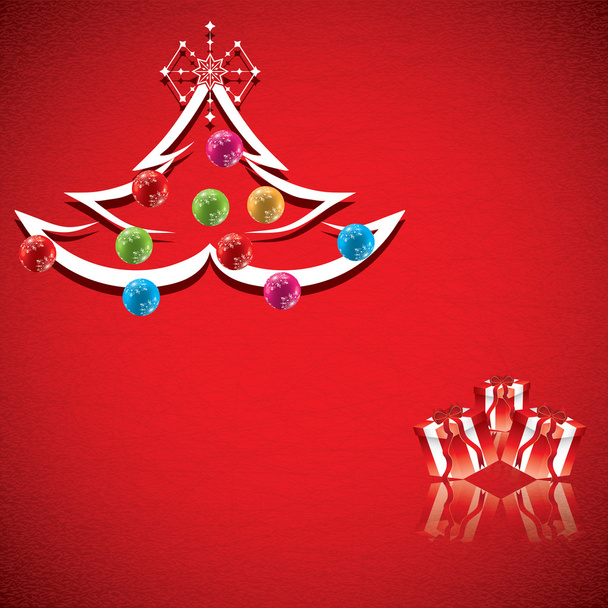 Κόκκινη χριστουγεννιάτικη ευχετήρια κάρτα - Διάνυσμα, εικόνα