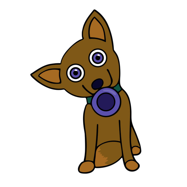 σκύλος με ένα μπολ στο στόμα του. απομονωμένη απεικόνιση διανύσματος κινουμένων σχεδίων - Διάνυσμα, εικόνα