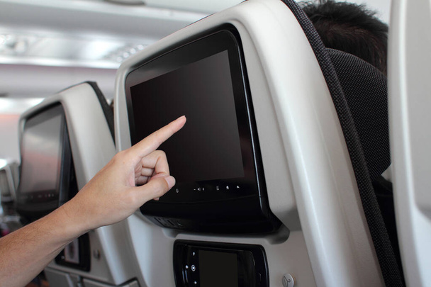 Dentro aeroplani vista interna schermo LCD in un aeroplano
 - Foto, immagini