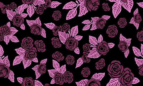Floral card design, color magenta and soft pink, floral pattern sketch. - Vettoriali, immagini