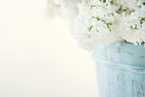 白いライラック春の花の花束 - 写真・画像