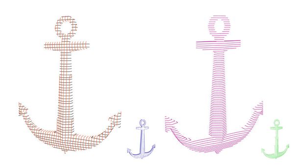 Nautical anchor carcass. Vector outline illustration. - Vector, Image