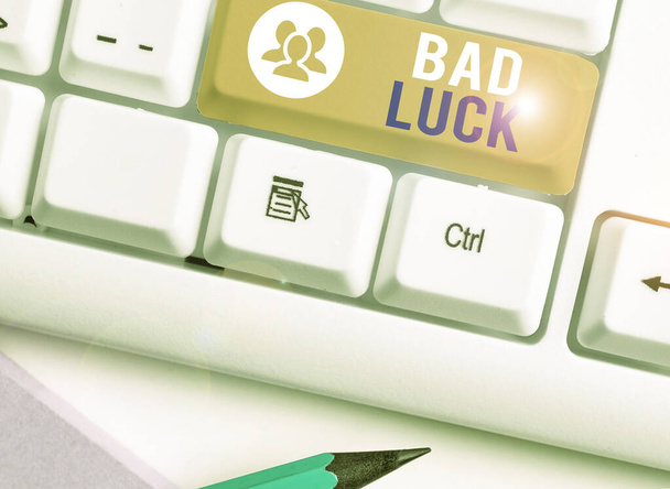 Writing note showing Bad Luck. Business photo showcasing an unfortunate state resulting from unfavorable outcomes Mischance. - Photo, Image