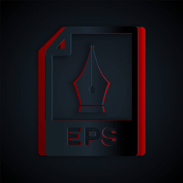 Paper cut EPS file document. Download eps button icon isolated on black background. EPS file symbol. Paper art style. Vector Illustration - Вектор,изображение