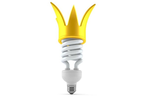 Лампочка с короной на белом фоне
 - Фото, изображение