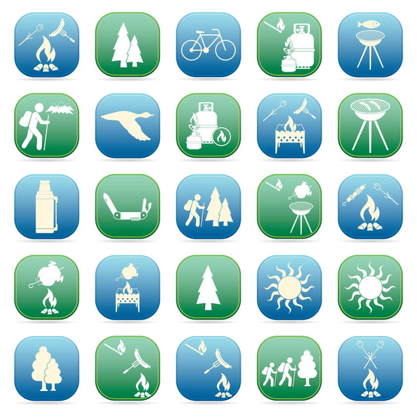 Set di icone di viaggio e attrezzatura da campeggio
 - Vettoriali, immagini