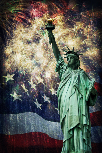 Estatua de la Libertad & Fuegos artificiales
 - Foto, Imagen