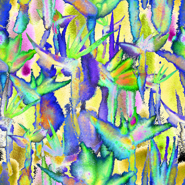 tropical jungle exotic floral print bright vivid seamless pattern endless repeat vibrant - Fotografie, Obrázek
