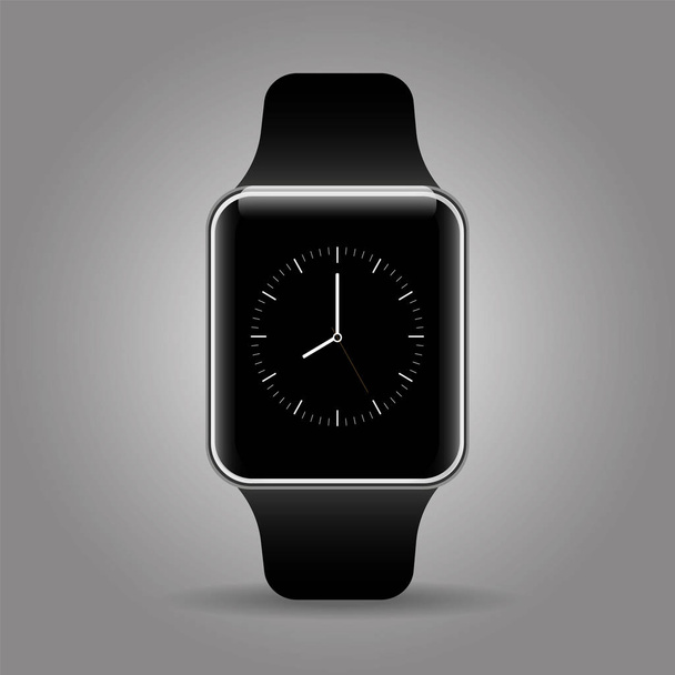 Realistic smart watch. Clock on a gray background. - Vector, afbeelding