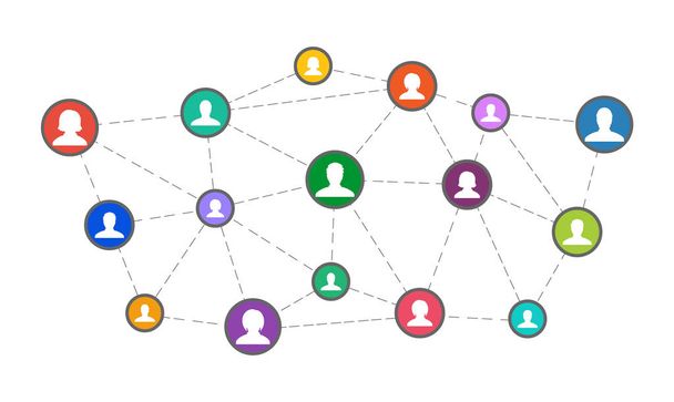 Sociaal netwerk. Mensen van verschillende sociale minderheden. World Wide Web, web. - Vector, afbeelding