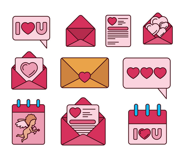 Isolated love icon set fill vector design - Vecteur, image