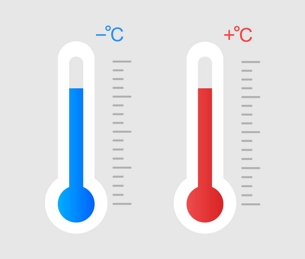 Termometro. Freddo e caldo. Temperatura sotto zero e sopra lo zero
. - Vettoriali, immagini